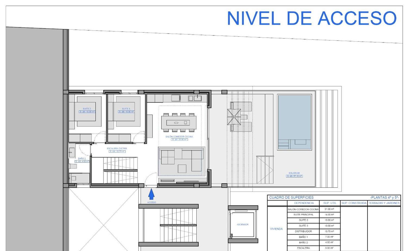 Architectural floor plan of access level with rooms