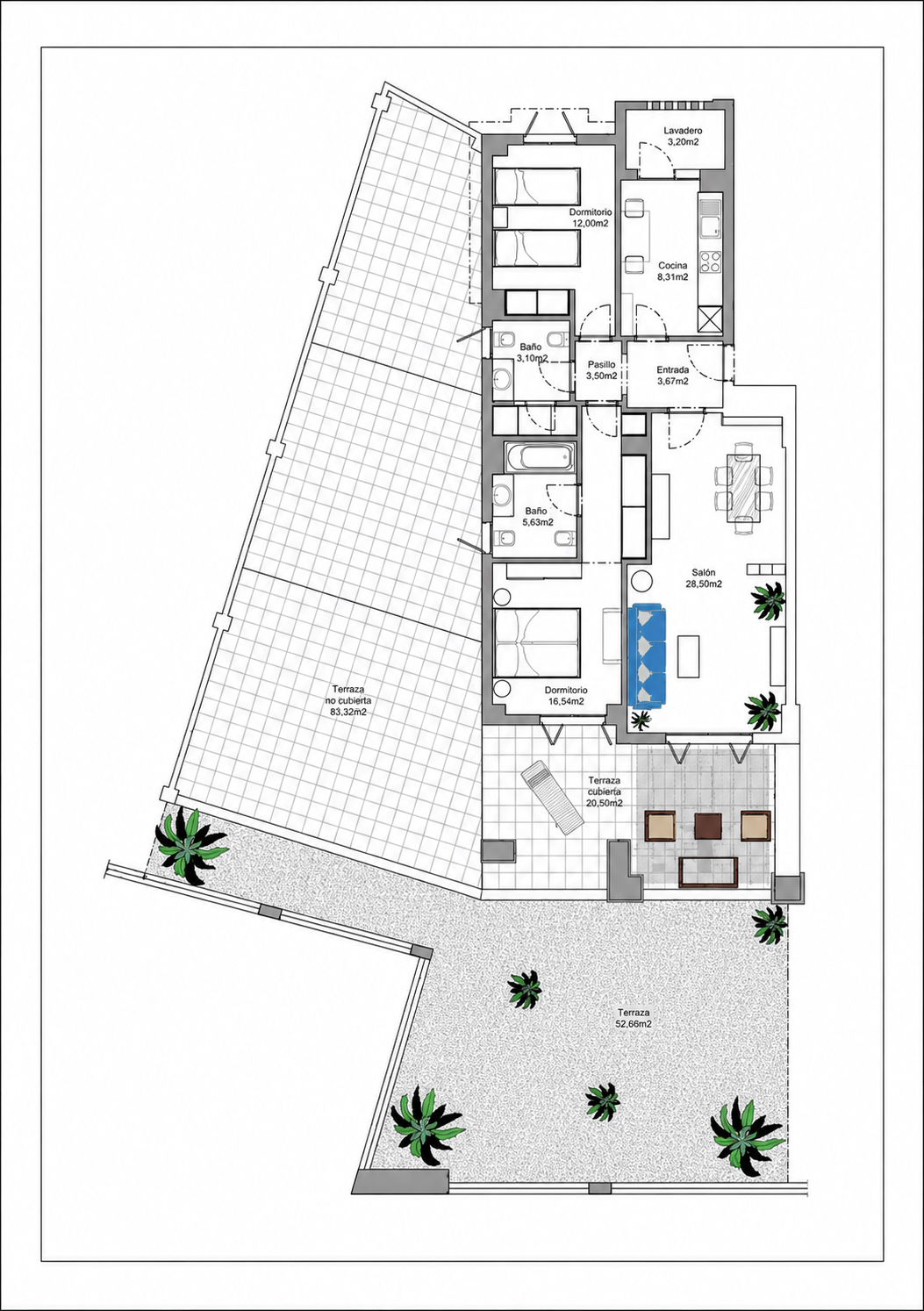 Floor plan showing layout with terraces