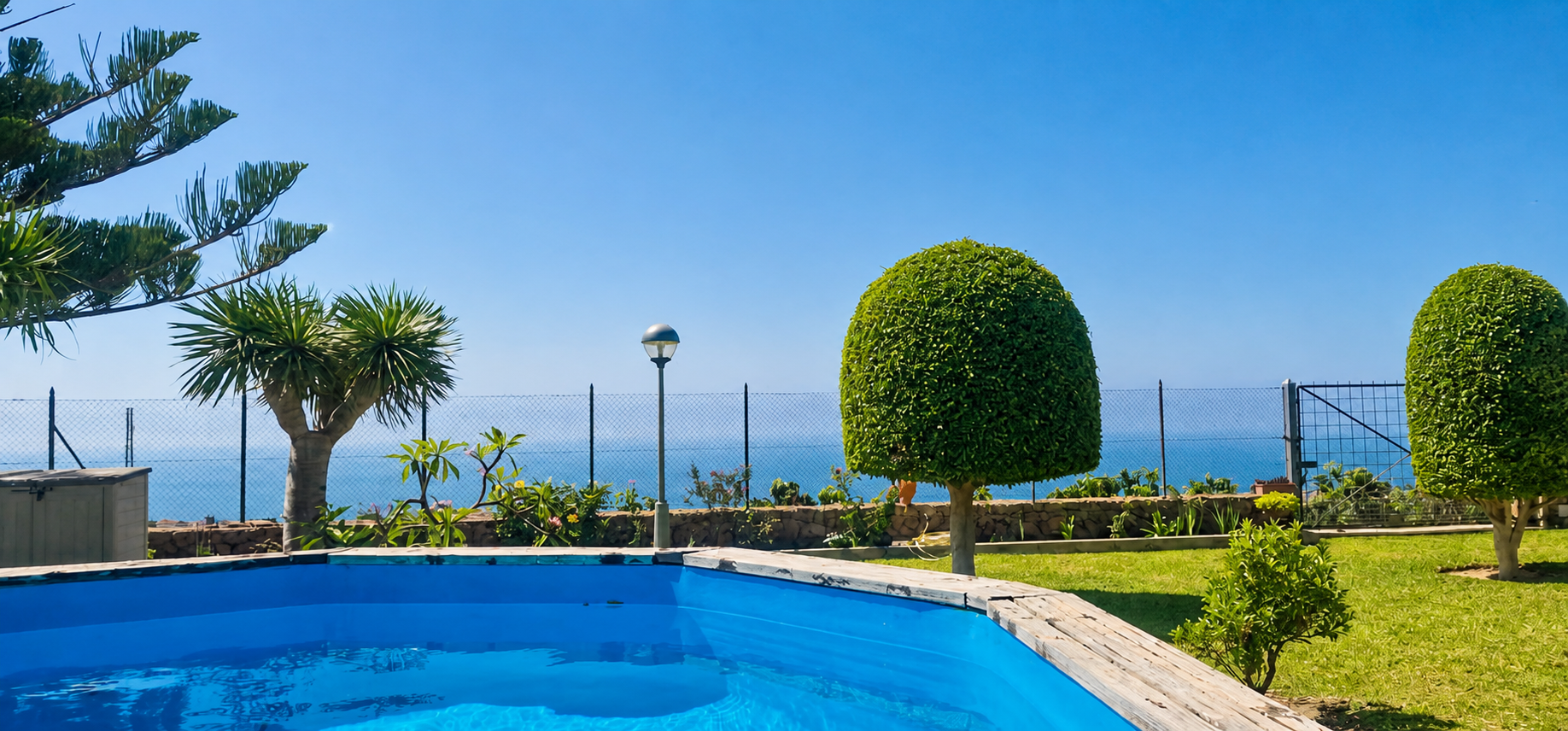 Raised pool with sea views