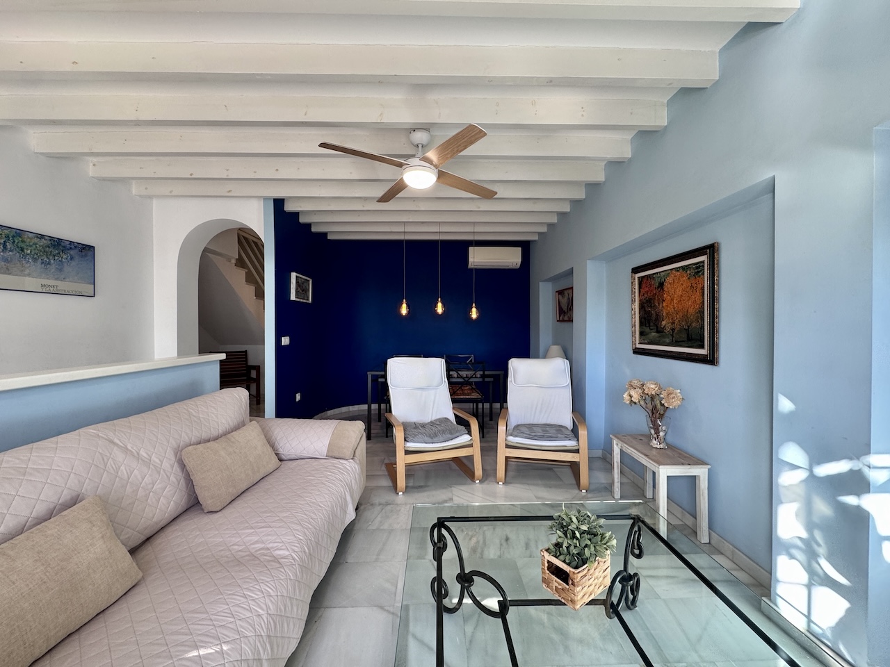 Living room with sofas and reading area