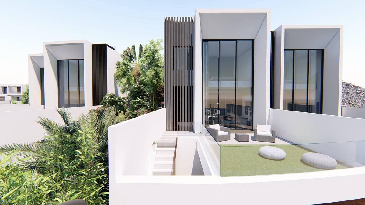 Private terrace with greenery and seating area