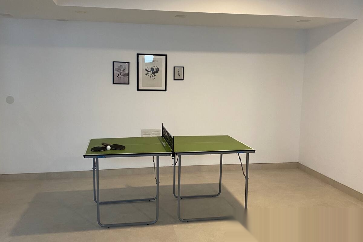 Ping pong table in recreation room