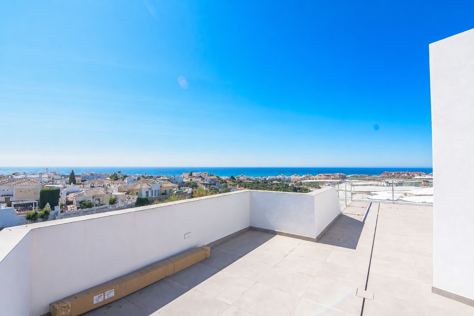 Large terrace with panoramic sea views and outdoor area