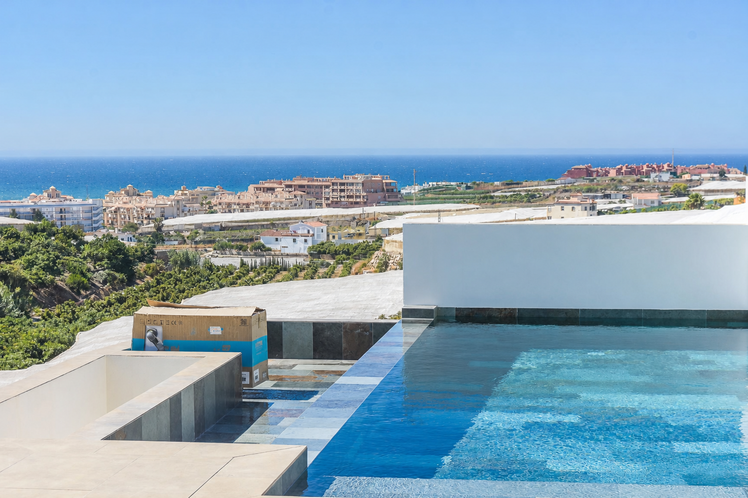 Infinity pool with panoramic sea views